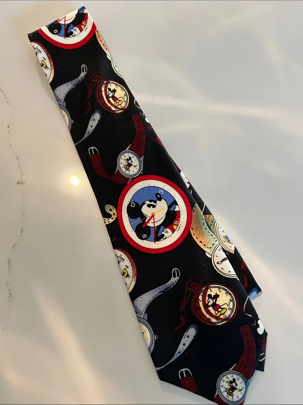Men's Disney Micky Mouse Pocket Watch Print Tie